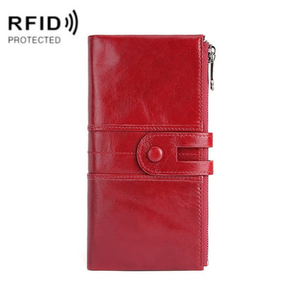 Retro Ladies RFID Wallet Leather Long Mobile Phone Bag(Red) - free shipping - PMC Jewellery - Order now!