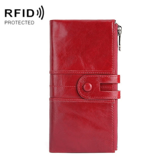 Retro Ladies RFID Wallet Leather Long Mobile Phone Bag(Red) - free shipping - PMC Jewellery - Order now!