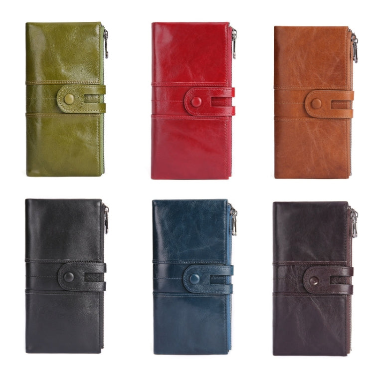 Retro Ladies RFID Wallet Leather Long Mobile Phone Bag(Purple Coffee color) - Antimagnetic RFID Package by PMC TechLife | Online Shopping South Africa | PMC TechLife | Buy Now Pay Later Mobicred