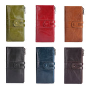 Retro Ladies RFID Wallet Leather Long Mobile Phone Bag(Blue)