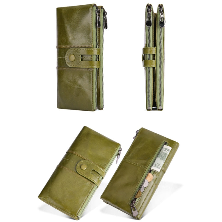 Retro Ladies RFID Wallet Leather Long Mobile Phone Bag(Green)