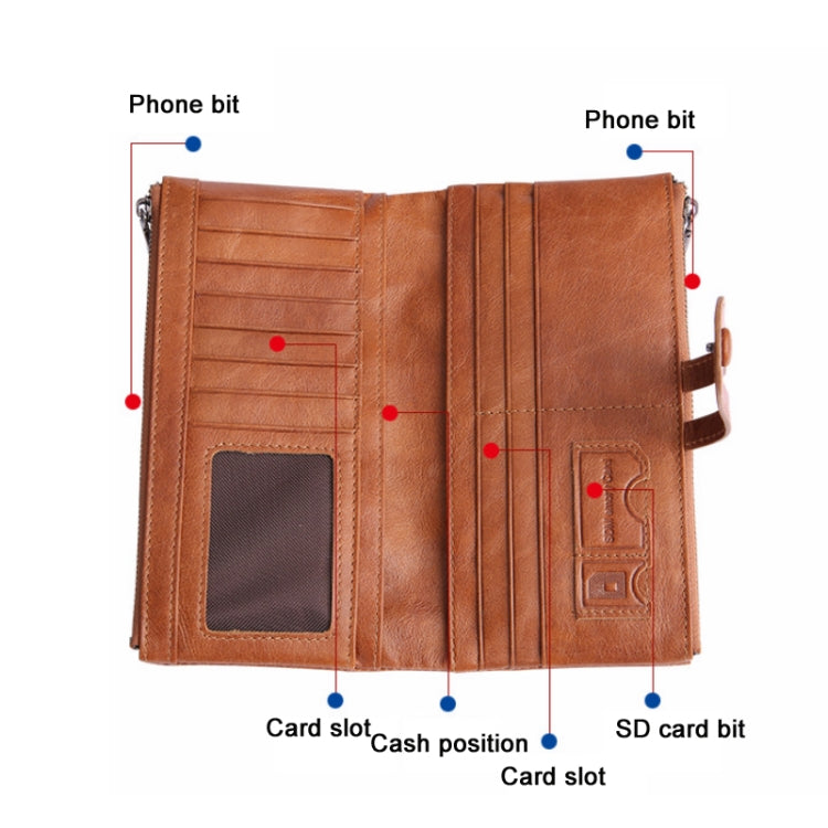 Retro Ladies RFID Wallet Leather Long Mobile Phone Bag(Green)