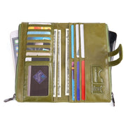 Retro Ladies RFID Wallet Leather Long Mobile Phone Bag(Blue)