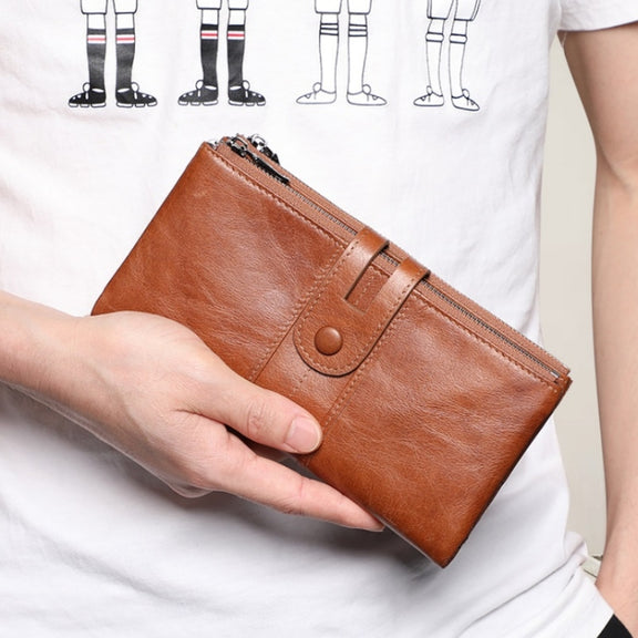 Retro Ladies RFID Wallet Leather Long Mobile Phone Bag(Blue)