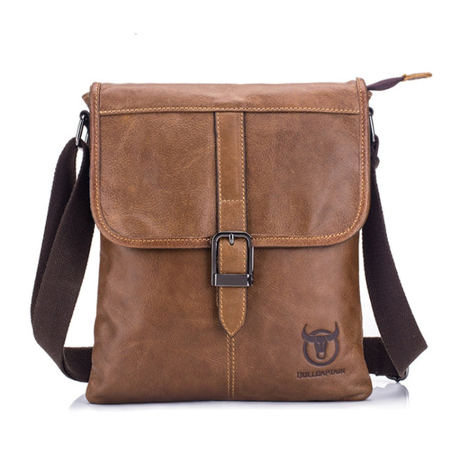 BULL CAPTAIN 034 Men Leather Shoulder Bag Sports Outdoor First-Layer Cowhide Bag(Brown)