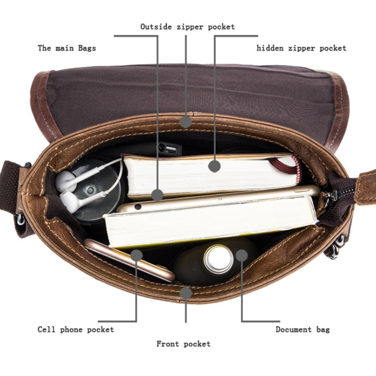 BULL CAPTAIN 034 Men Leather Shoulder Bag Sports Outdoor First-Layer Cowhide Bag(Brown) - free shipping - PMC Jewellery - Order now!