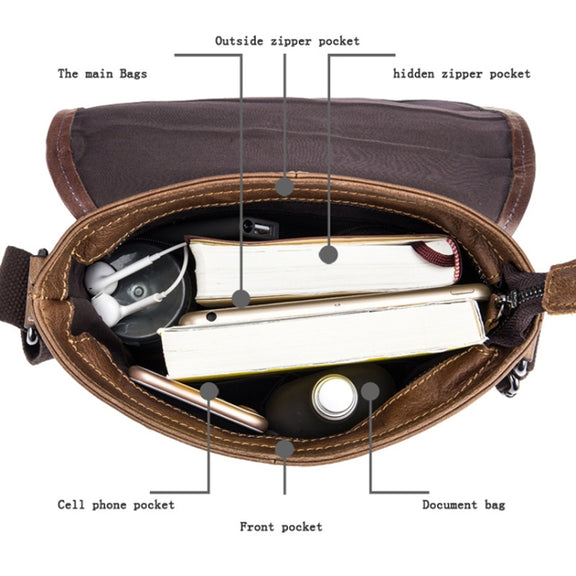 BULL CAPTAIN 034 Men Leather Shoulder Bag Sports Outdoor First-Layer Cowhide Bag(Brown)