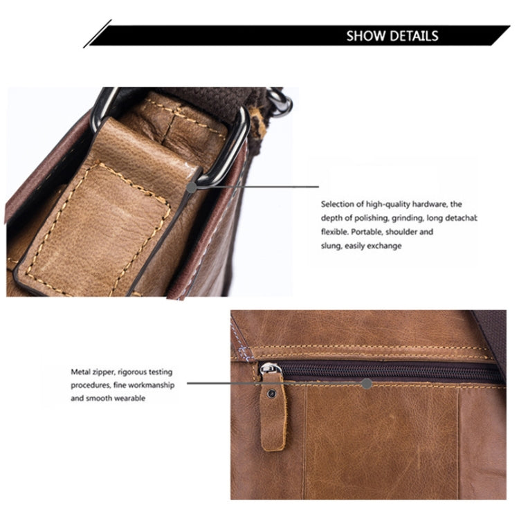 BULL CAPTAIN 034 Men Leather Shoulder Bag Sports Outdoor First-Layer Cowhide Bag(Brown) - free shipping - PMC Jewellery - Order now!