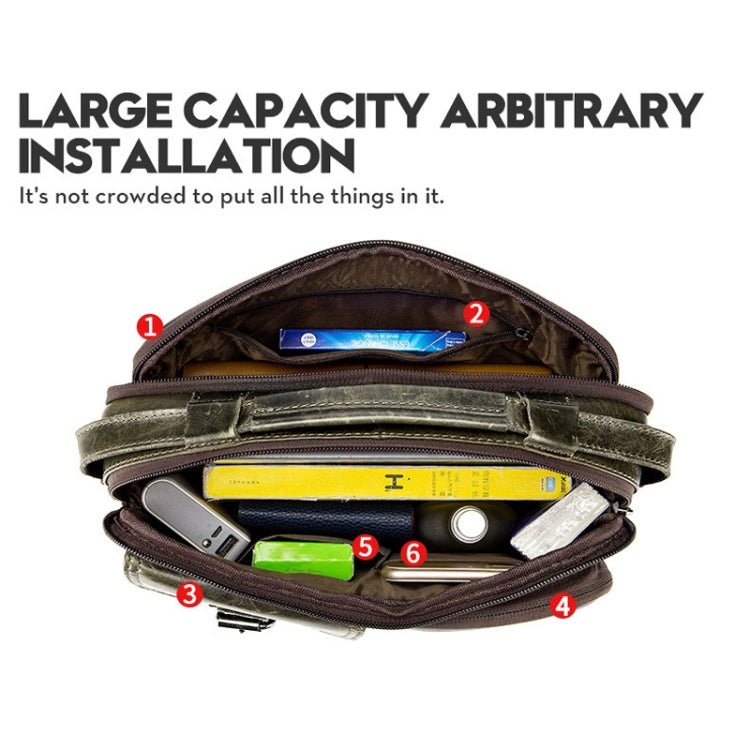 BULL CAPTAIN 036 Men Leather Shoulder Bag Retro First-Layer Cowhide Messenger Bag(Brown) - free shipping - PMC TechLife - Order now!