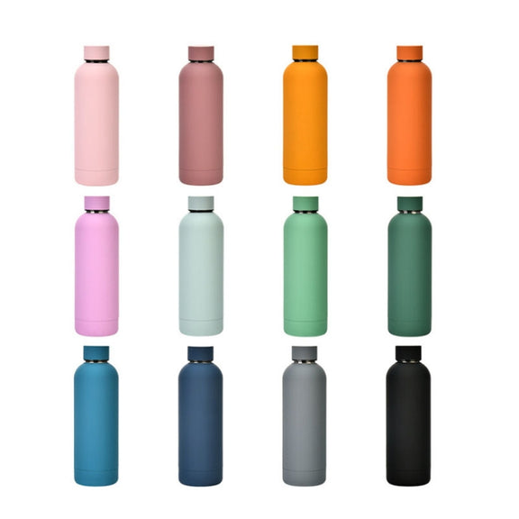 Stainless Steel Outdoor Matte Water Bottle Portable Sports Water Cup Rubber Paint Insulation Cup(Gray Green)