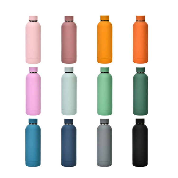 Stainless Steel Outdoor Matte Water Bottle Portable Sports Water Cup Rubber Paint Insulation Cup(Gray Green)