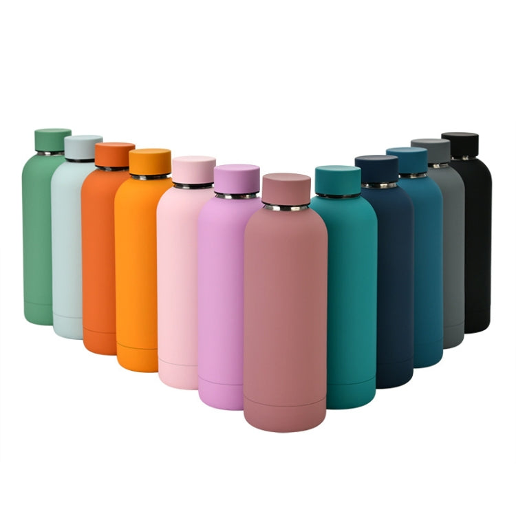 Stainless Steel Outdoor Matte Water Bottle Portable Sports Water Cup Rubber Paint Insulation Cup(Gray Green)