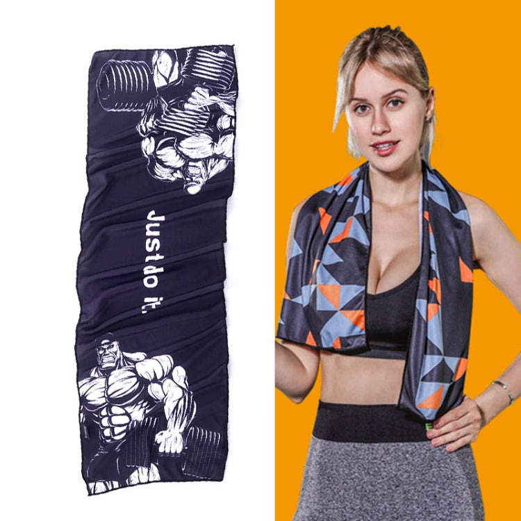 Gym Sports Cold Feeling Sweat-Absorbent Quick-Drying Cold Towel(Black Man Dumbbell) - Sports Towels by PMC TechLife | Online Shopping South Africa | PMC TechLife