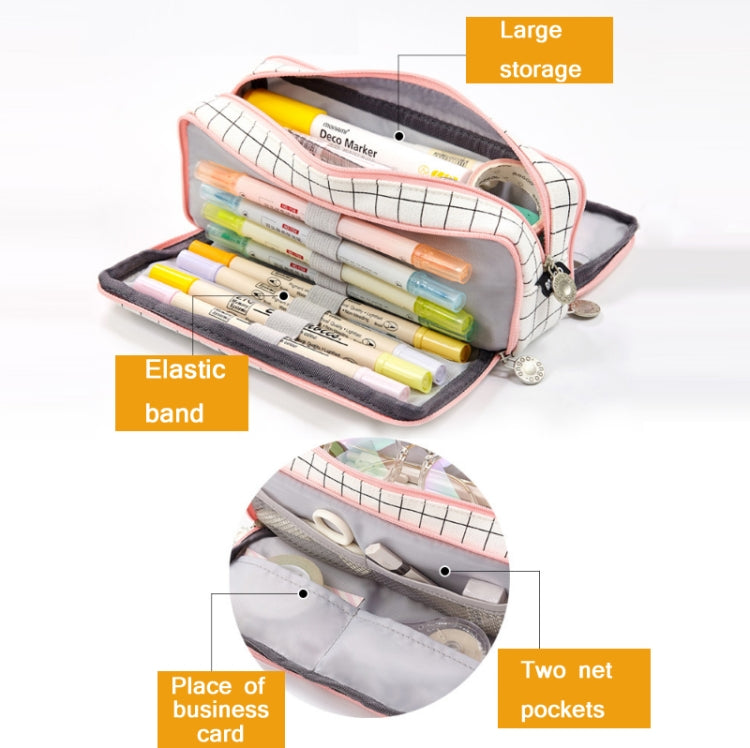 Angoo Double-Open Multi-Layer Stationery Pencil Case Multifunctional Cosmetic Bag(Palm Black And White) - Pen Holder by Angpoo | Online Shopping South Africa | PMC TechLife | Buy Now Pay Later Mobicred