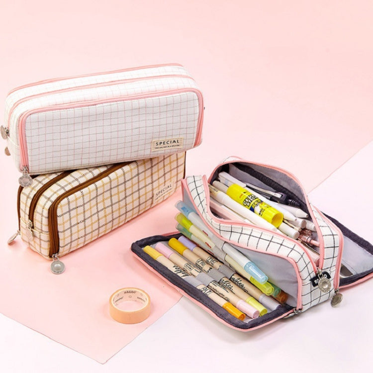 Angoo Double-Open Multi-Layer Stationery Pencil Case Multifunctional Cosmetic Bag(Ink Painting)
