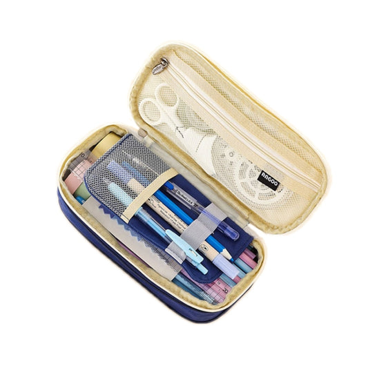 Angoo Cotton And Linen Large Capacity Pencil Stationery Bag(572 Navy / Beige) - Pen Holder by Angoo | Online Shopping South Africa | PMC Jewellery | Buy Now Pay Later Mobicred