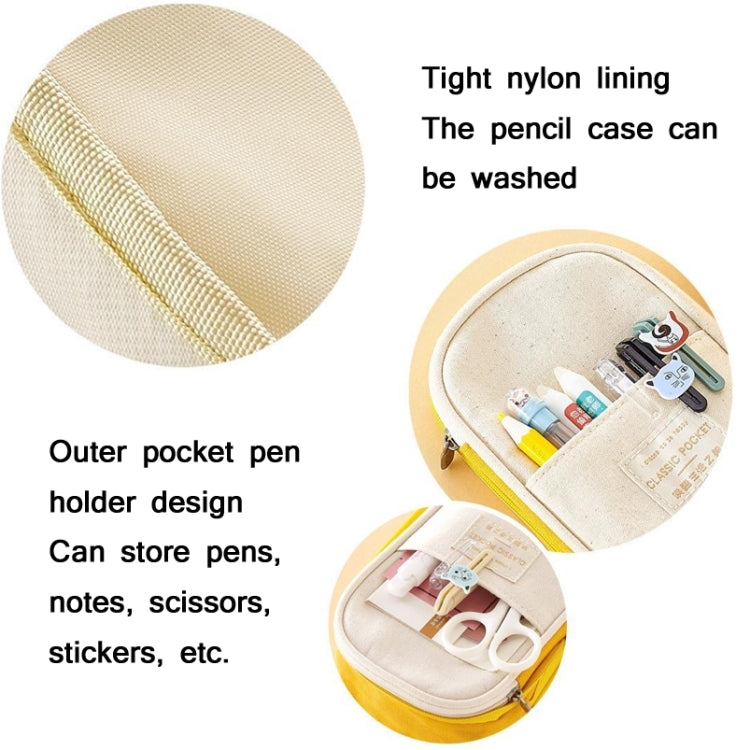 Angoo Cotton And Linen Large Capacity Pencil Stationery Bag(572 Navy / Beige)