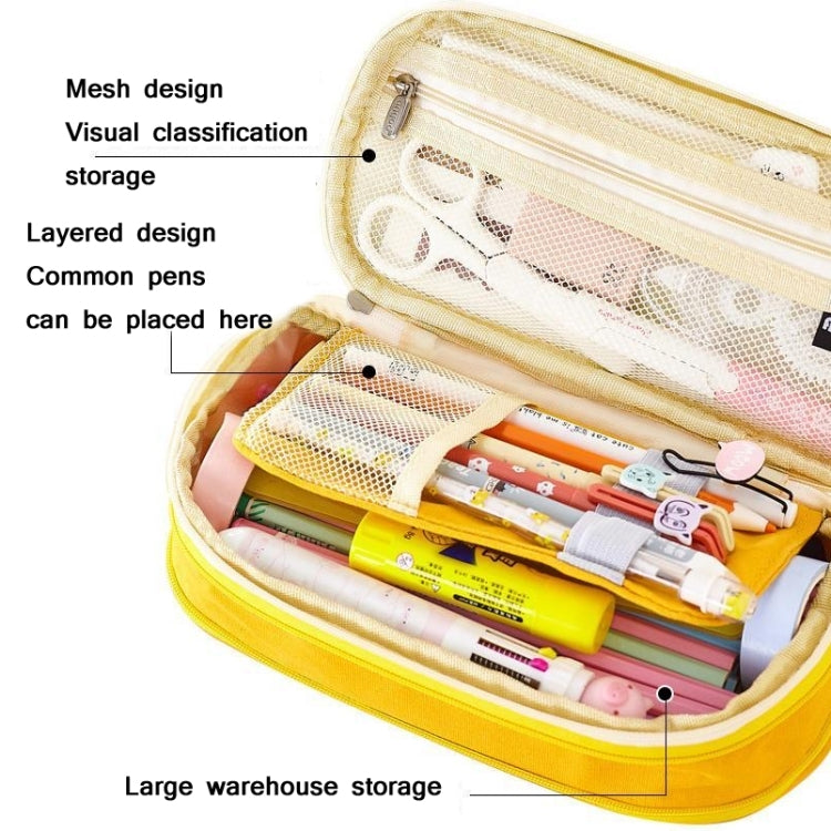 Angoo Cotton And Linen Large Capacity Pencil Stationery Bag(572 Navy / Beige)