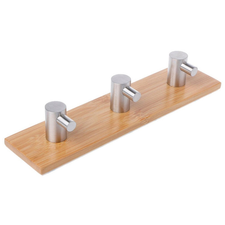 Stainless Steel Bamboo Wood Three Row Hook Kitchen Bathroom Door Adhesive Hook(Three Hook) - Shelf & Hooks by PMC TechLife | Online Shopping South Africa | PMC TechLife