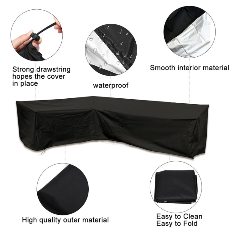 Outdoor Garden Furniture Corner Sofa Cover Dustproof Table Cover, Size: 300x300x98cm(Black)