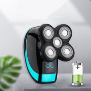 Electric Shaver Rechargeable Razor Intelligent Digital Display Bald Hair Clipper,Style: Blue + Full Set