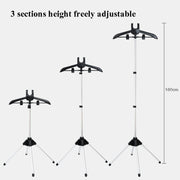 1.6m 3 in 1 Hanging Ironing Bracket Hanger Telescopic Metal Rod Mount(Black Hanger)