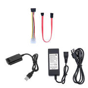 YP009 Three-Purpose USB to IDE/SATA Easy Drive Cable Hard Disk Drive Data Cable with Power Supply(UK Plug Set)