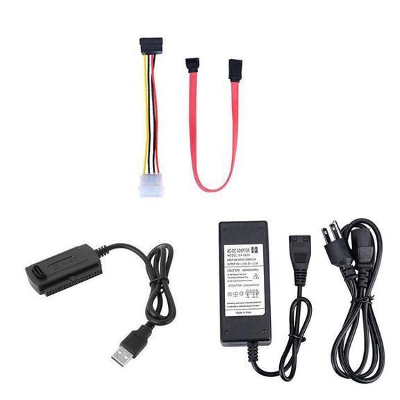 YP009 Three-Purpose USB to IDE/SATA Easy Drive Cable Hard Disk Drive Data Cable with Power Supply(UK Plug Set)