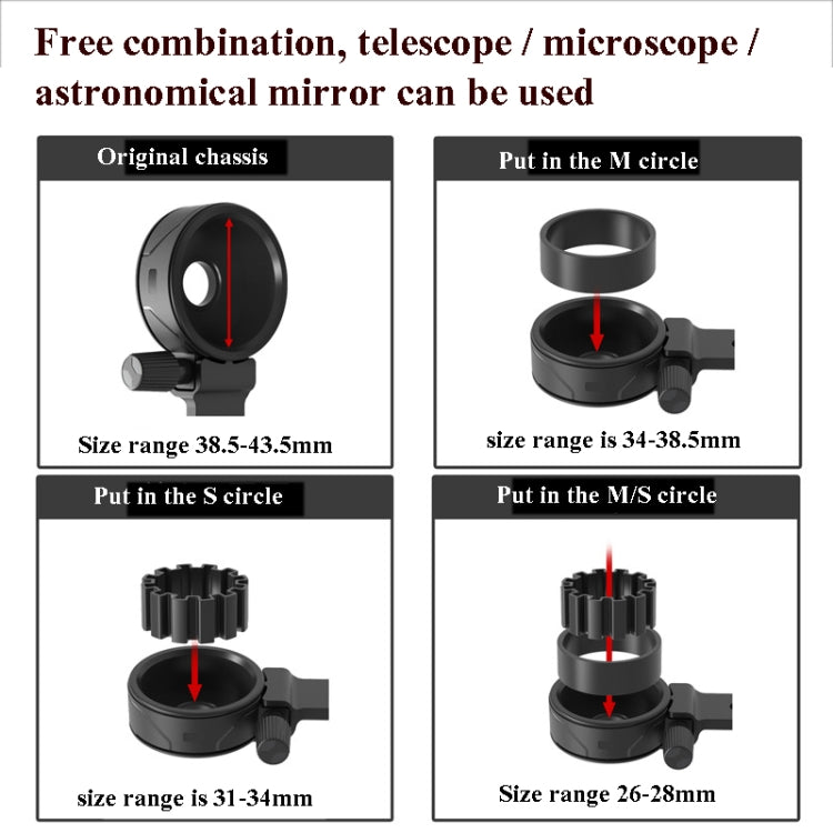 Eyeskey Telescope Phone Holder Camera Holder Telescope Universal Astronomical Mirror Phone Clip, Shape: CM-8M / S(Black) - Accessories by Eyeskey | Online Shopping South Africa | PMC TechLife | Buy Now Pay Later Mobicred