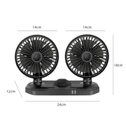 F558 With USB Mobile Phone Charging Car Fan 12/24V Car Truck Double Shaking Head Fan(Double Head 12V)