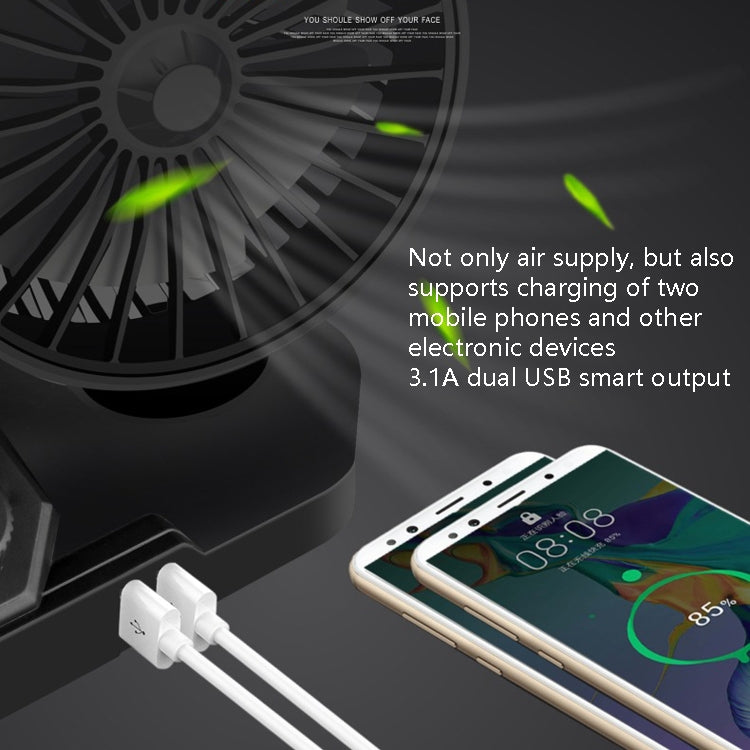 F558 With USB Mobile Phone Charging Car Fan 12/24V Car Truck Double Shaking Head Fan(Double Head 12V)