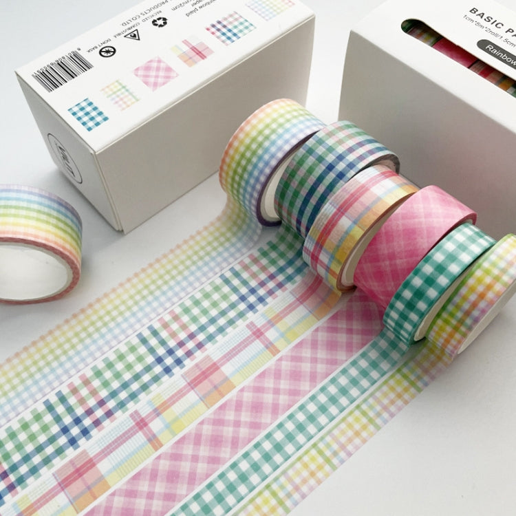 Paper Lattice Decorative Material Tape For Handbook(Rainbow Plaid) - Tape & Solid glue by PMC TechLife | Online Shopping South Africa | PMC TechLife