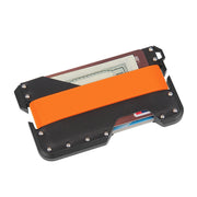 JK02 Metal Card Holder RFID Anti-Theft  Leather Wallet EDC Multifunctional Stainless Steel Aluminum Alloy Card Holder(Black+Black + Orange)