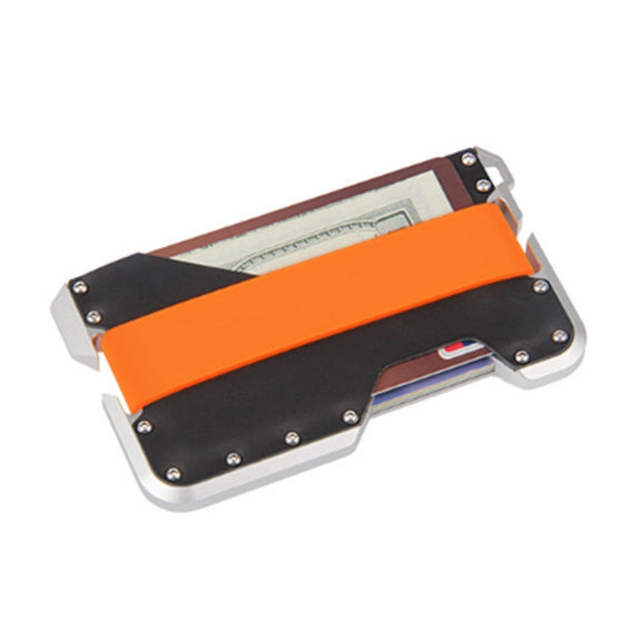 JK02 Metal Card Holder RFID Anti-Theft  Leather Wallet EDC Multifunctional Stainless Steel Aluminum Alloy Card Holder(Silver  + Black  + Orange)
