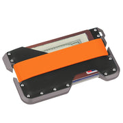 JK02 Metal Card Holder RFID Anti-Theft  Leather Wallet EDC Multifunctional Stainless Steel Aluminum Alloy Card Holder(Gray + Black  + Orange)