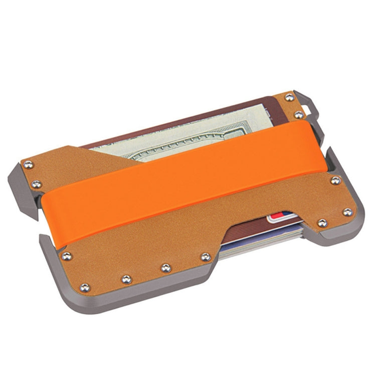JK02 Metal Card Holder RFID Anti-Theft  Leather Wallet EDC Multifunctional Stainless Steel Aluminum Alloy Card Holder(Gray + Khaki  + Orange) - free shipping - PMC TechLife - Order now!