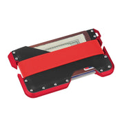 JK02 Metal Card Holder RFID Anti-Theft  Leather Wallet EDC Multifunctional Stainless Steel Aluminum Alloy Card Holder(Red + Black  + Red)