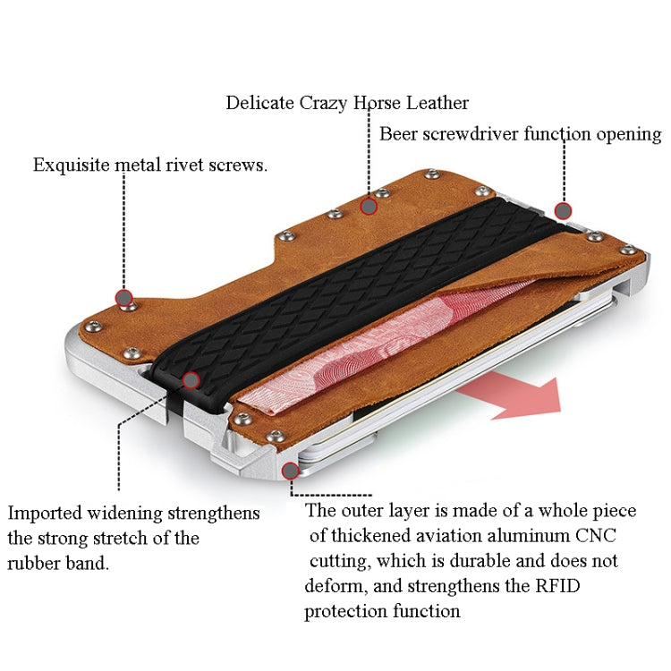 JK02 Metal Card Holder RFID Anti-Theft  Leather Wallet EDC Multifunctional Stainless Steel Aluminum Alloy Card Holder(Black) - free shipping - PMC TechLife - Order now!