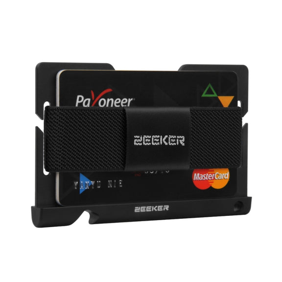 ZEEKER JK03  Aluminum Alloy Card Holder Multi-Function Elastic Band Women And Men Wallet Metal Business Card Holder(Black)