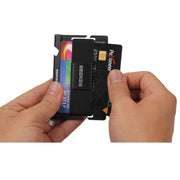 ZEEKER JK03  Aluminum Alloy Card Holder Multi-Function Elastic Band Women And Men Wallet Metal Business Card Holder(Black)