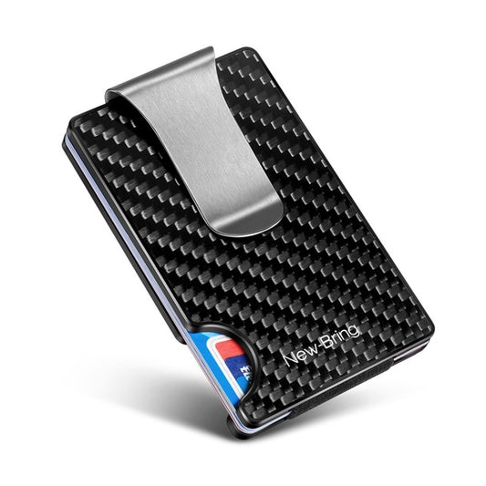 New-Bring Metal Carbon Fiber Wallet Ultra-Thin Card Holder Male RFID Anti-Theft Simple Wallet Bank Credit Card Storage Device(Black) - Card & Passport Bags by New-Bring | Online Shopping South Africa | PMC Jewellery | Buy Now Pay Later Mobicred