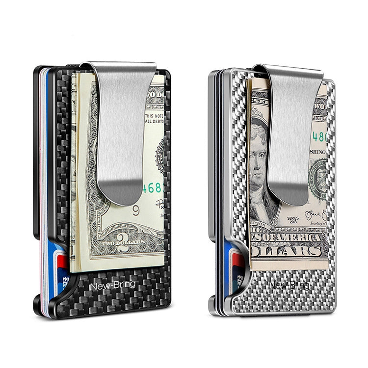 New-Bring Metal Carbon Fiber Wallet Ultra-Thin Card Holder Male RFID Anti-Theft Simple Wallet Bank Credit Card Storage Device(Black) - Card & Passport Bags by New-Bring | Online Shopping South Africa | PMC Jewellery | Buy Now Pay Later Mobicred