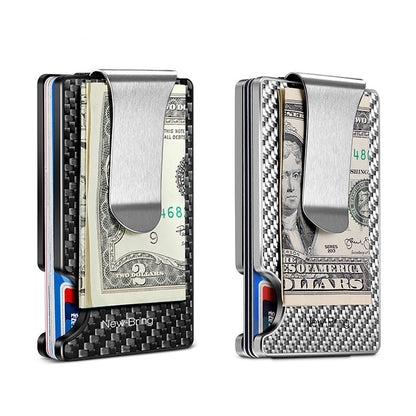 New-Bring Metal Carbon Fiber Wallet Ultra-Thin Card Holder Male RFID Anti-Theft Simple Wallet Bank Credit Card Storage Device(Black) - Card & Passport Bags by New-Bring | Online Shopping South Africa | PMC Jewellery | Buy Now Pay Later Mobicred