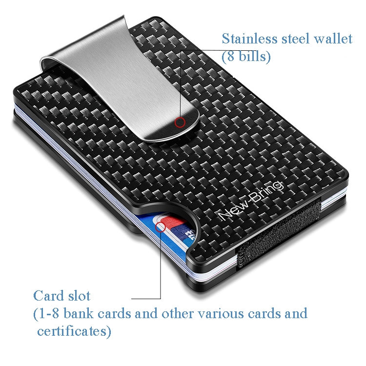 New-Bring Metal Carbon Fiber Wallet Ultra-Thin Card Holder Male RFID Anti-Theft Simple Wallet Bank Credit Card Storage Device(Black) - Card & Passport Bags by New-Bring | Online Shopping South Africa | PMC Jewellery | Buy Now Pay Later Mobicred