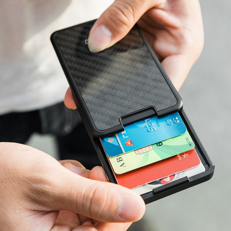 New-Bring  Carbon Fiber Metal Card Holder Male Personality Card Holder Anti-Theft  RFID Ultra-Thin Small Card Box(Black) - free shipping - PMC Jewellery - Order now!