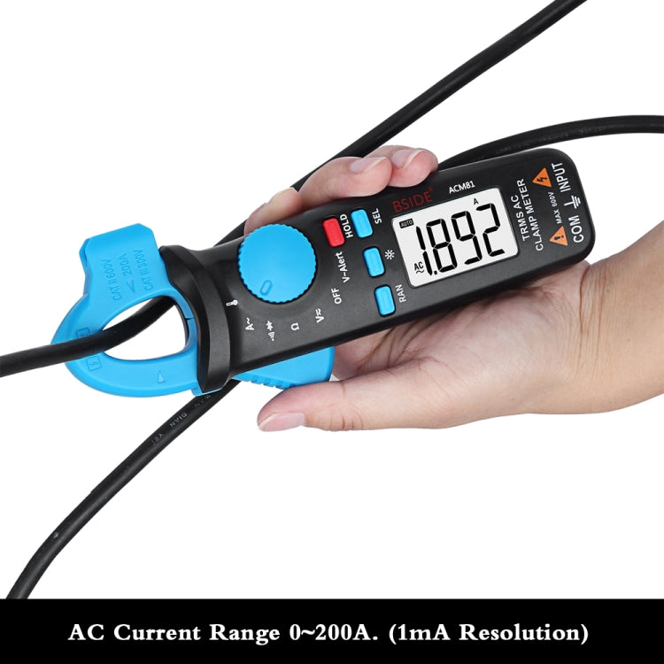 BSIDE ACM81 Digital Clamp Meter Auto-Rang 1mA Accuracy 200A Current DC AC Multimeter(Black) - Digital Multimeter by BSIDE | Online Shopping South Africa | PMC Jewellery | Buy Now Pay Later Mobicred
