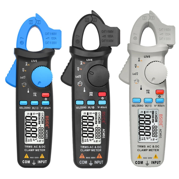 BSIDE ACM91 Digital Clamp Meter AC/DC Current 1mA True RMS Auto Range  Capacitor Tester Multimeter(Black)