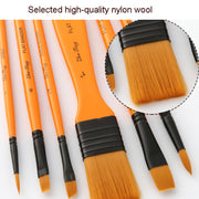 ZHU TING 10 In 1 Wooden Pole Nylon Wool Watercolor Pen And Board Brush Fan Shaped Painting Pen Set With Cloth BagZHUTING(White Rod)