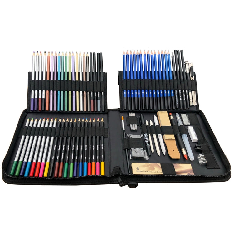 KALOLR YW-PC083  83 in 1 Portable Sketch Tool Water-Soluble Color Lead Metal Color Lead Combination Sketch Drawing Set(Black) - free shipping - PMC Jewellery - Order now!