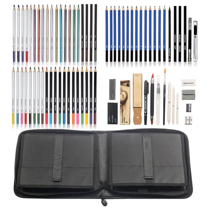 KALOLR YW-PC083  83 in 1 Portable Sketch Tool Water-Soluble Color Lead Metal Color Lead Combination Sketch Drawing Set(Black) - free shipping - PMC Jewellery - Order now!